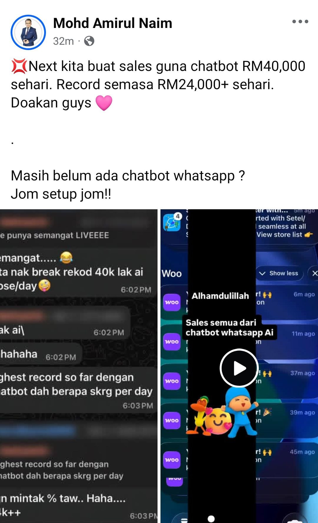 Client buat sehari RM24,000 dengan Chatbot AI WhatsApp sahaja