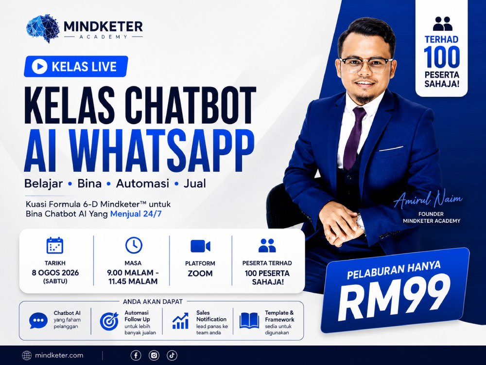 Poster Kelas Chatbot AI WhatsApp 25 Julai 2026