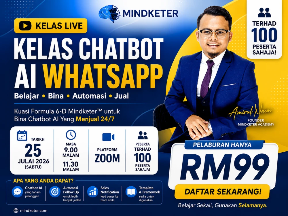 Poster Kelas Chatbot AI WhatsApp 25 Julai 2026